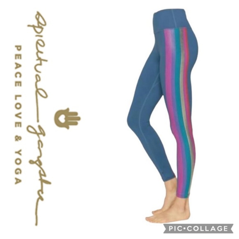 Spiritual Gangster Essential High Waist Rainbow Stripe Legging-Sz X-Small